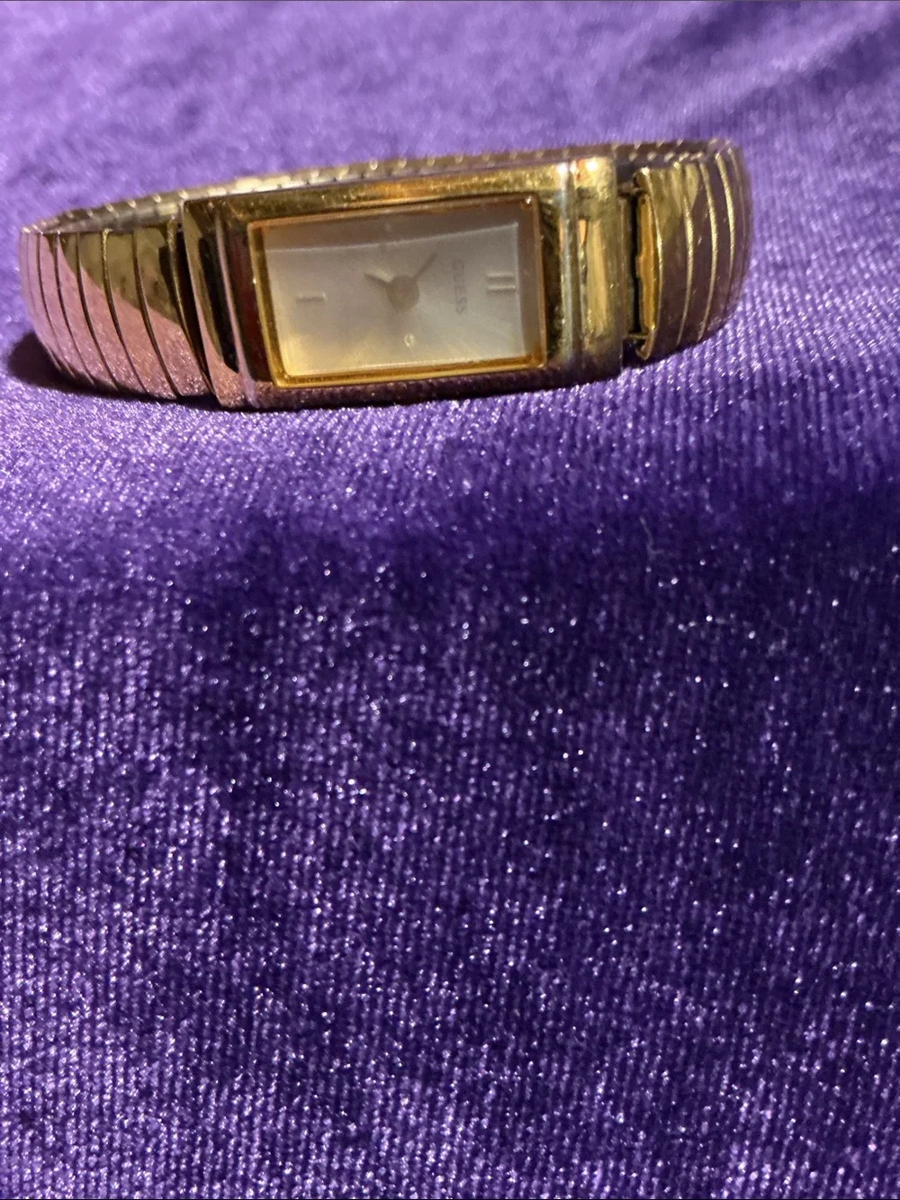 Gold Tone Stretch Band Digital Bracelet Watch - Gold